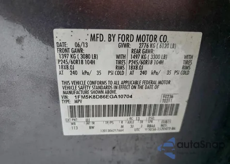 2014 Ford Explorer Xlt from USA, damaged, VIN 1FM5K8D86EGA10704